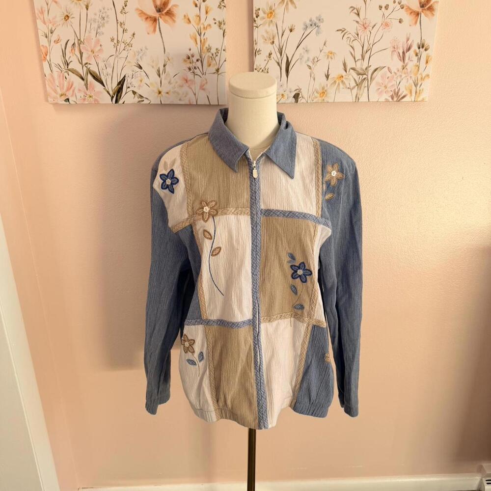 Vintage Floral Patchwork Zip-Up Jacket - image 1